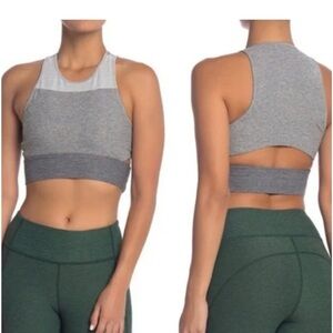 Outdoor Voices Slashback Crop Top Tri-Tone in Dove, Ash, & Graphite small